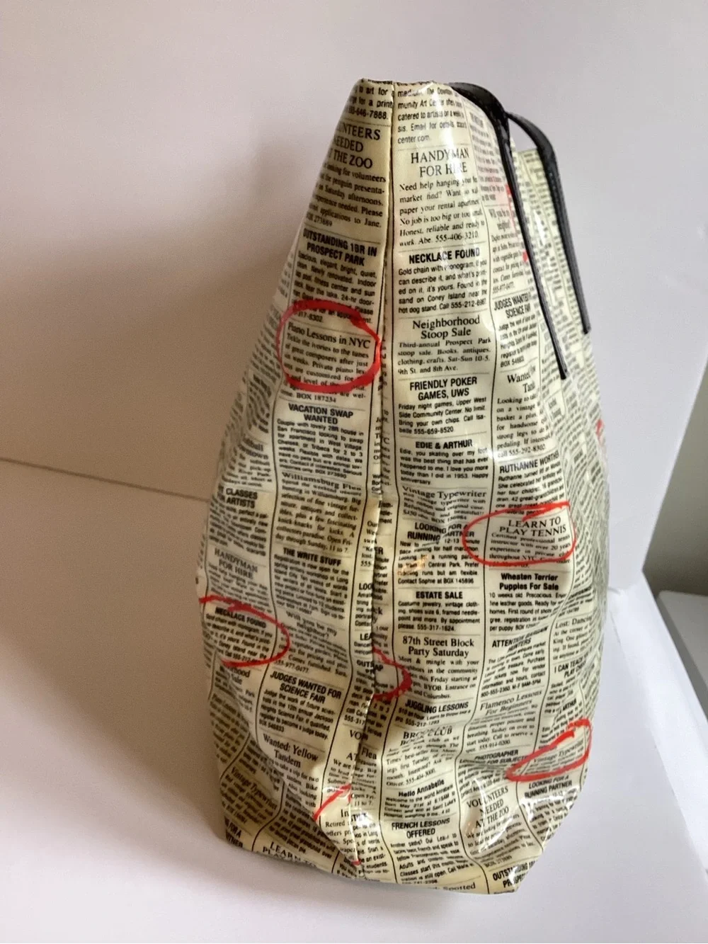 Kate Spade New York Newsprint Canvas Bonton Shopper Tote Bag Classified Ads